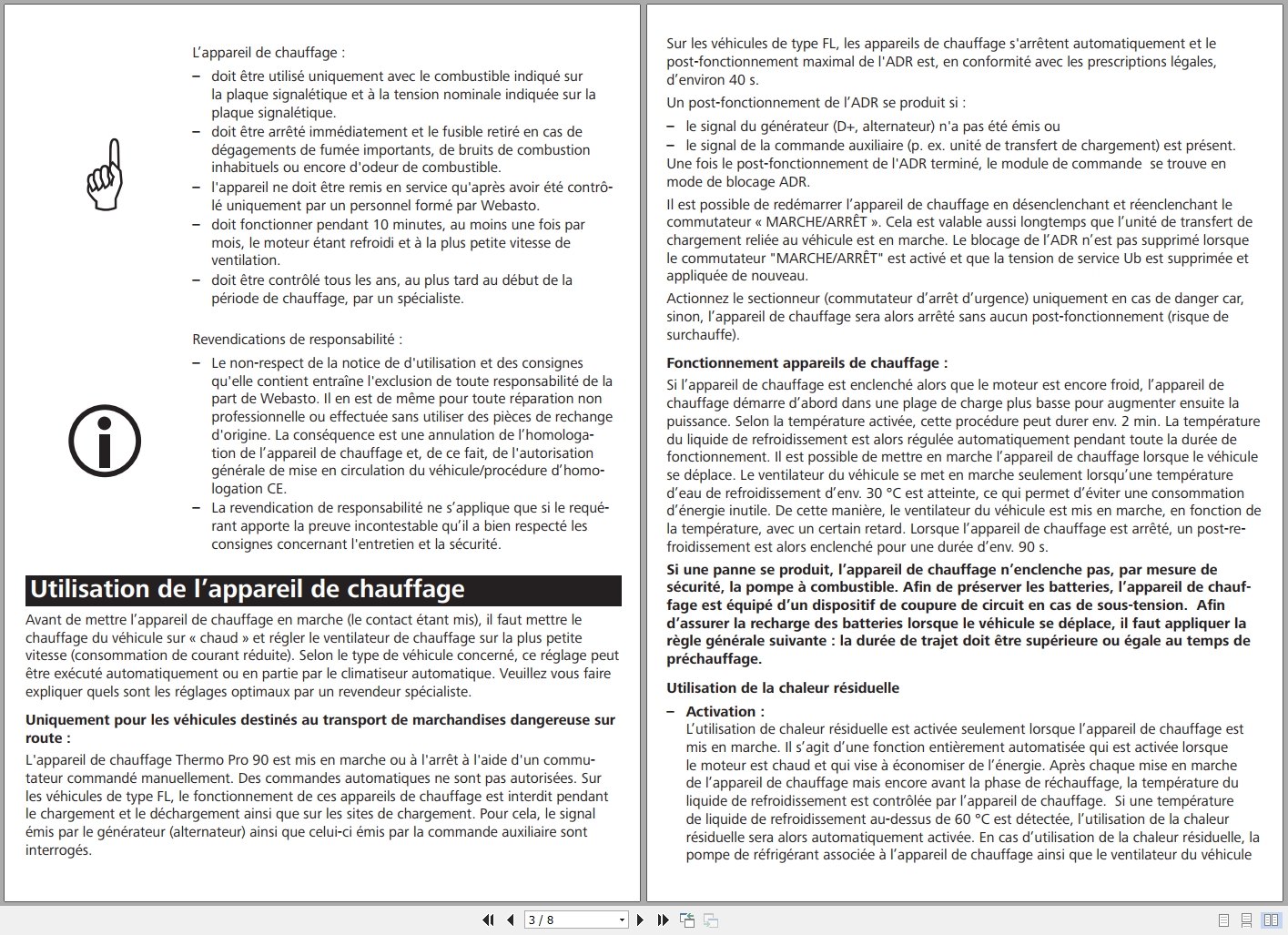 Webasto Compact Coolant Heater Thermo Pro 90 Operating Instructions 9033746B FR (2)