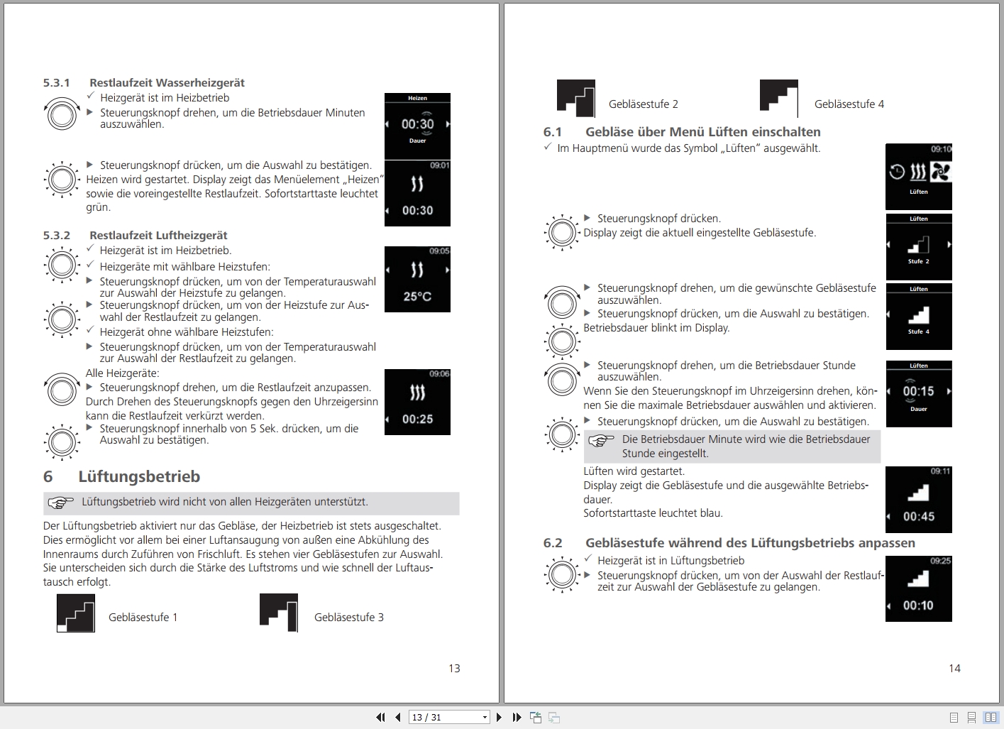 Webasto Control Panel UniControl Operating Instructions 9034445A DE (2)