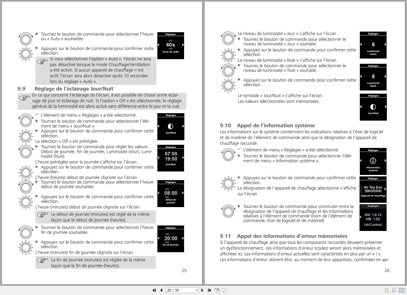 Webasto Control Panel UniControl Operating Instructions 9034447A FR (2)
