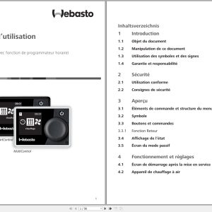 Webasto Timer Function SmartControl MultiControl Operating Instructions 9030551B FR (1)
