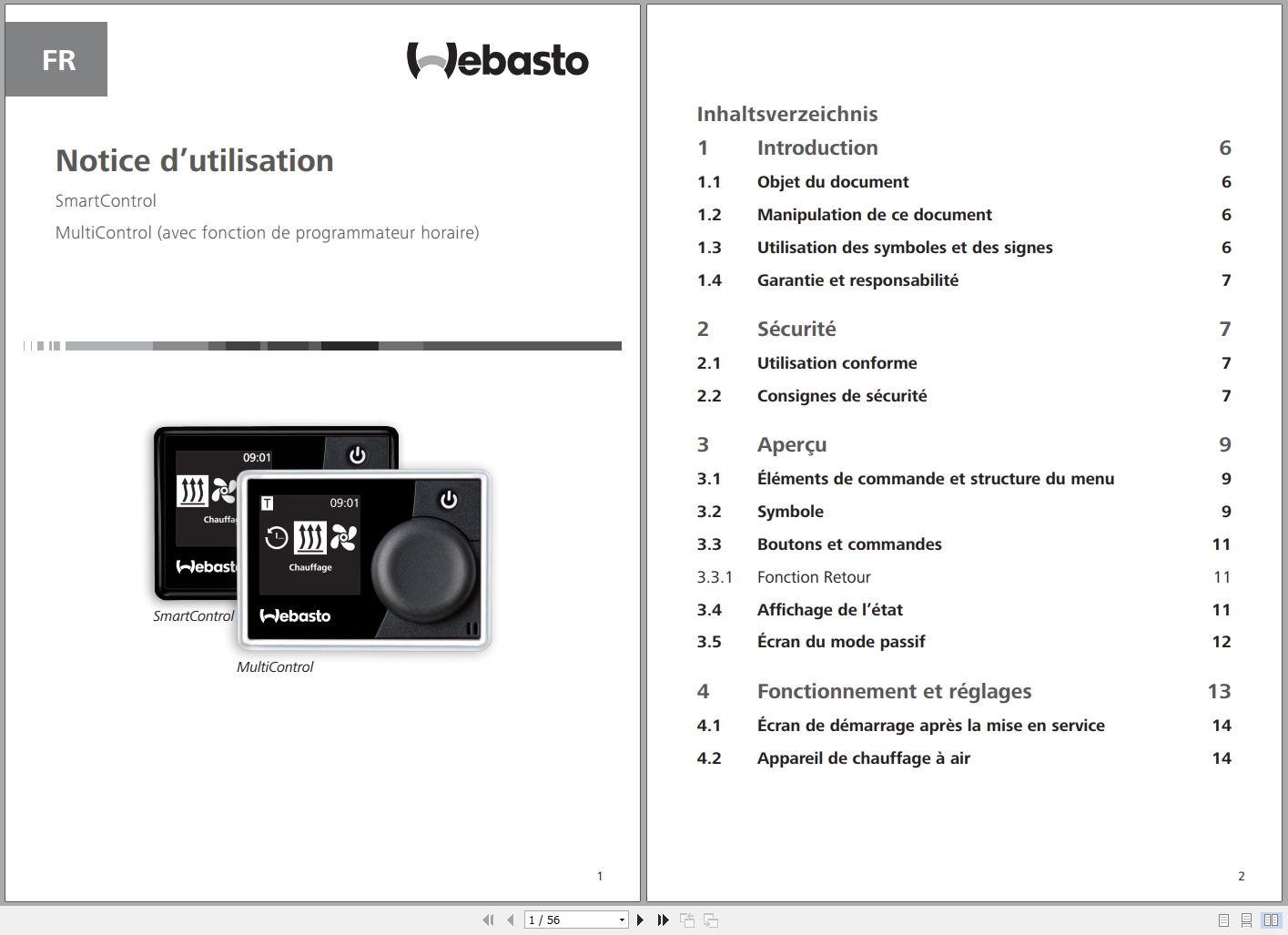 Webasto Timer Function SmartControl MultiControl Operating Instructions 9030551B FR (1)