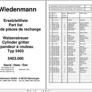 Wiedenmann Cylinder Gritter 5403.000 Part list EN DE FR (1)