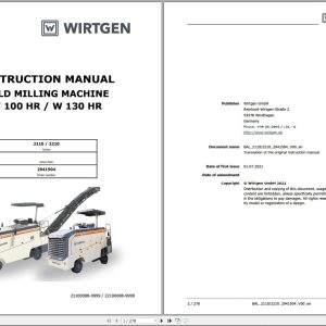 Wirtgen Cold Milling W100HR W130HR Instruction Manual 2941504 2021 (1)