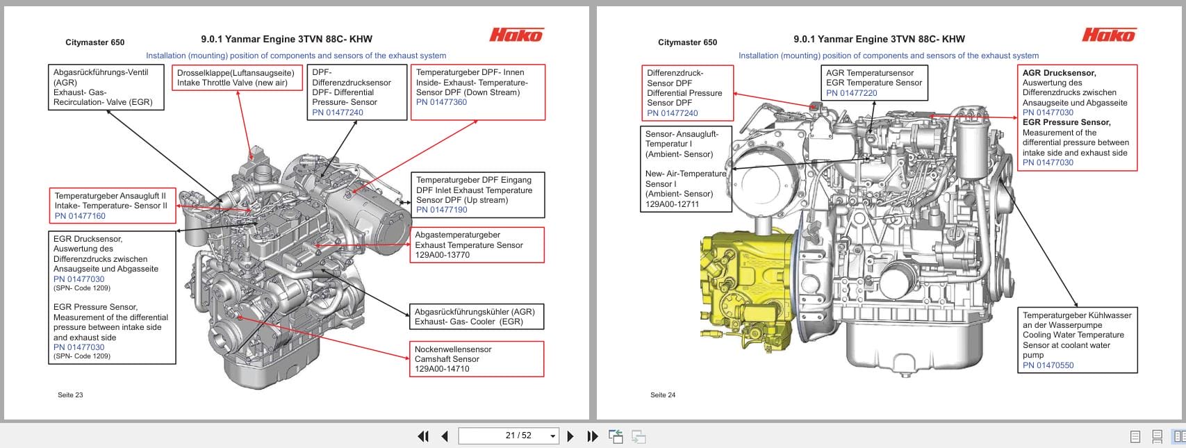 Yanmar Engine 3TNV88C KHW Error Diagnostic Trouble Codes Wiring Diagram (2)