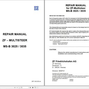 ZF Axle MS B 3025 MS B 3035 Operation Workshop Manual (1)