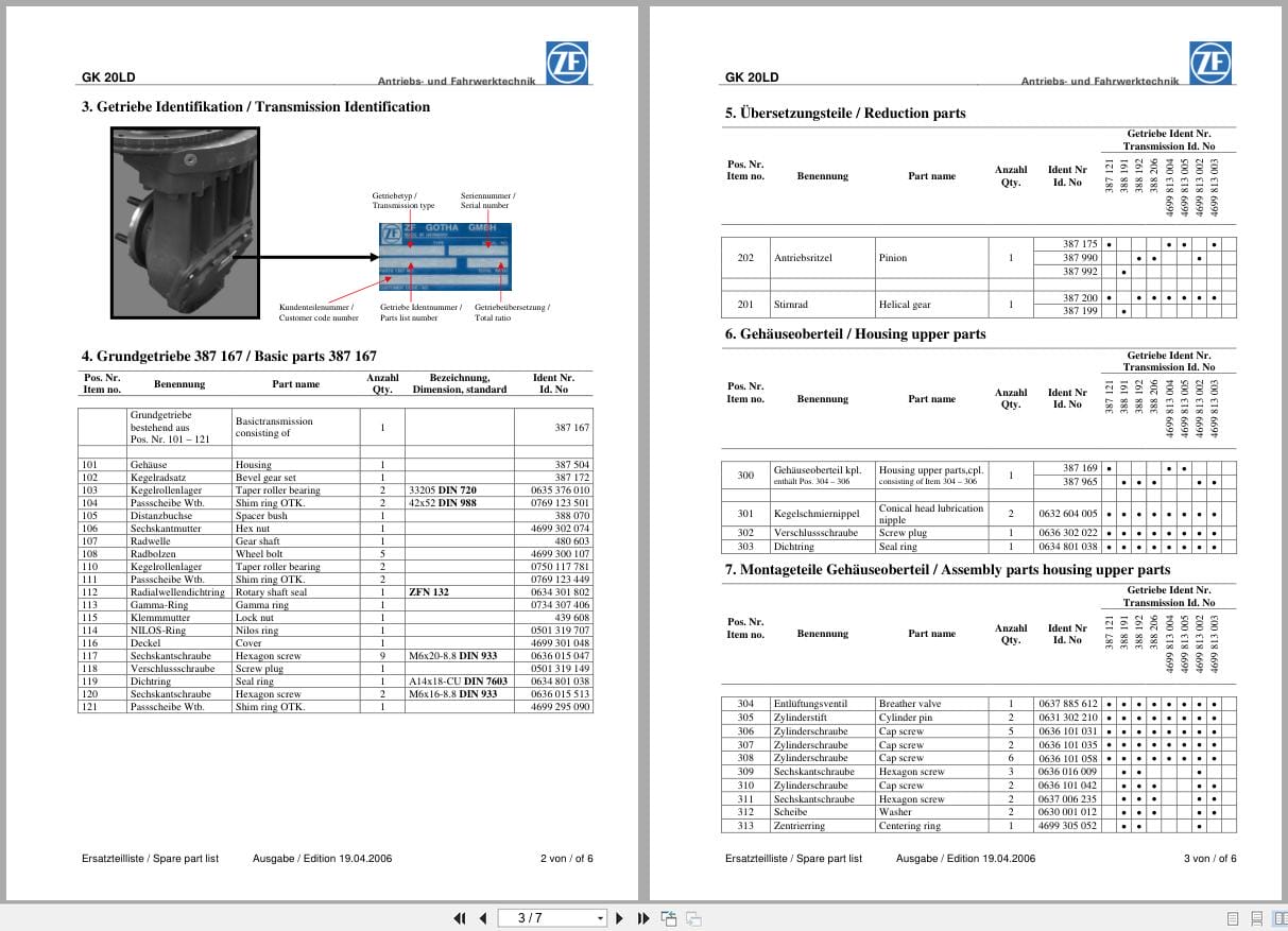 ZF Transmission GK20LD Spare Parts List (2)