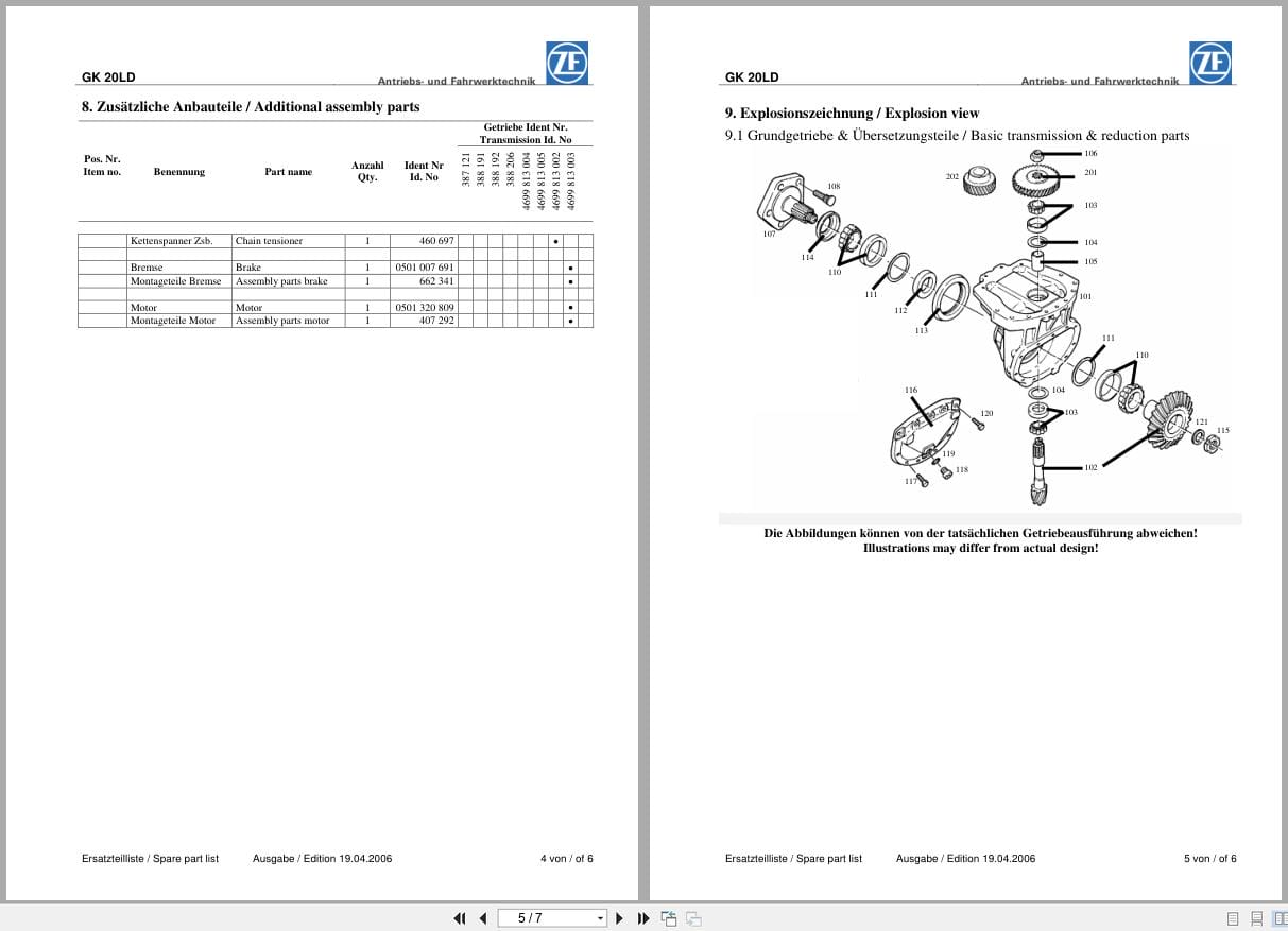 ZF Transmission GK20LD Spare Parts List (3)