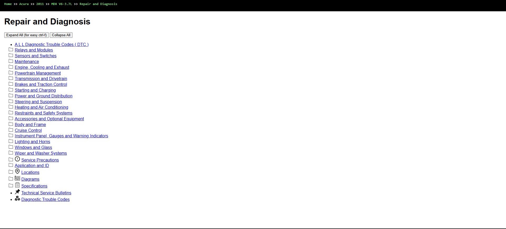 Acura MDX V6 3.7L 2011 Parts and Repair Diagnosis Manual (1)