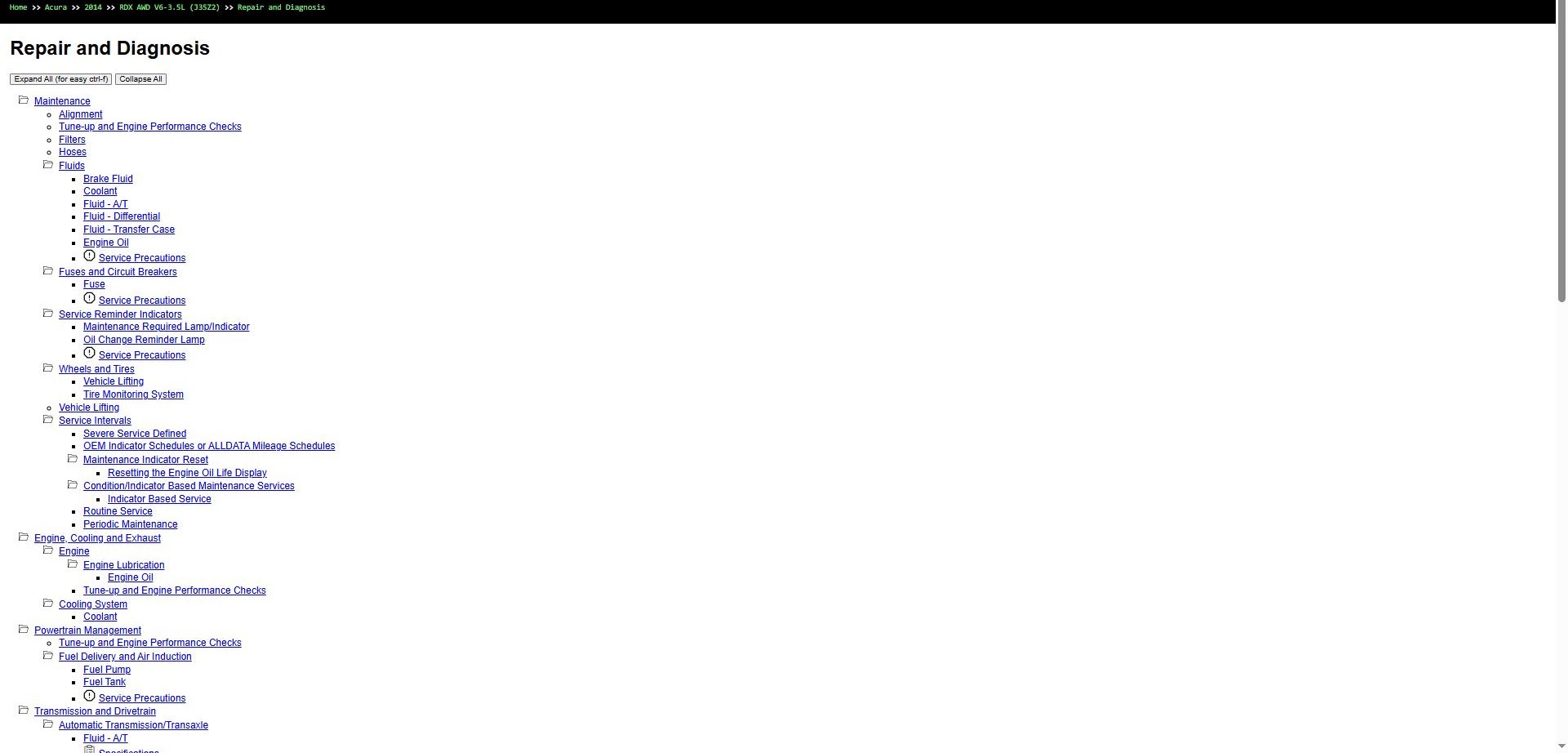 Acura RDX AWD V6 3.5L J35Z2 2014 Repair and Diagnosis Manual (1)