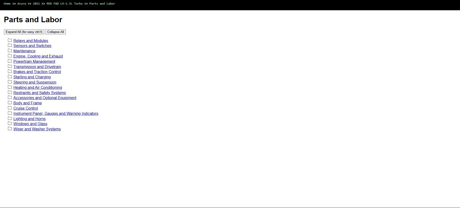 Acura RDX FWD L4 2.3L Turbo 2011 Parts and Repair Diagnosis Manual (2)