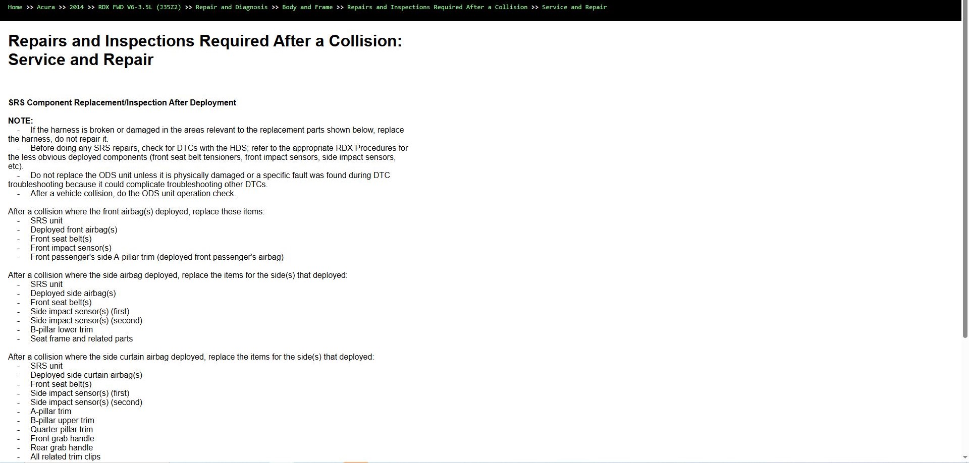 Acura RDX FWD V6 3.5L J35Z2 2014 Repair and Diagnosis Manual (3)