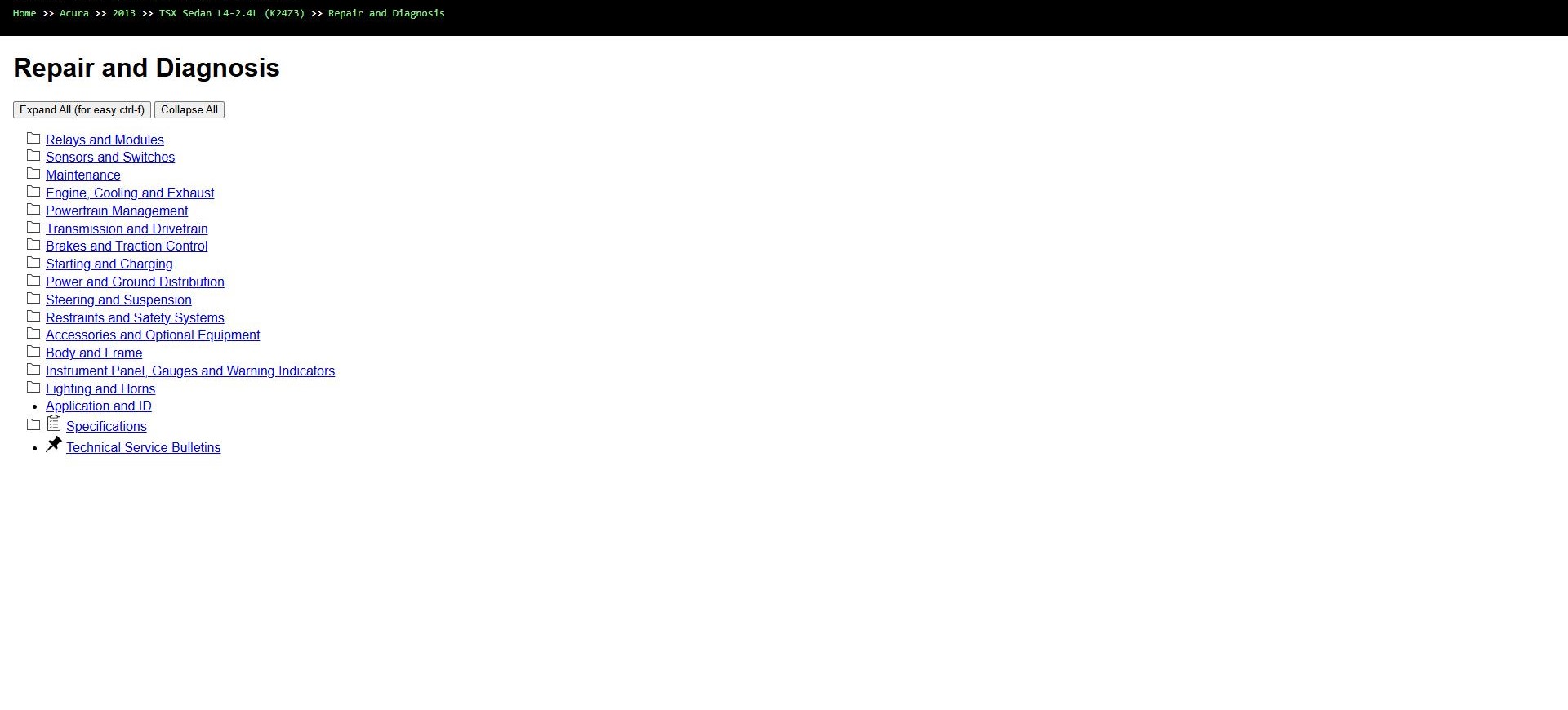 Acura TSX Sedan L4 2.4L K24Z3 2013 Parts and Repair Diagnosis Manual (1)