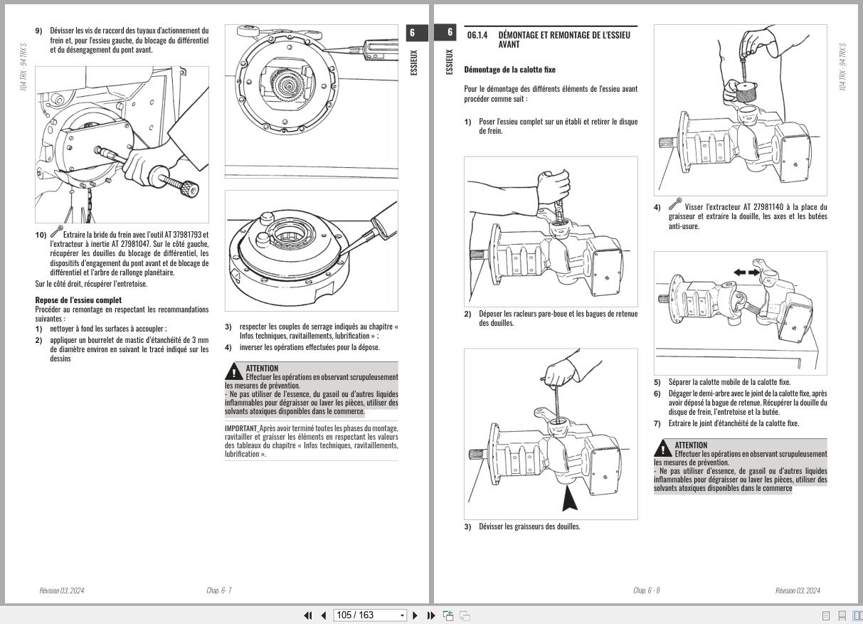 Antonio Carraro Tractor ERGIT 100 TRX9900 TRX8900 Axles Workshop Manual 47309281 FR (3)