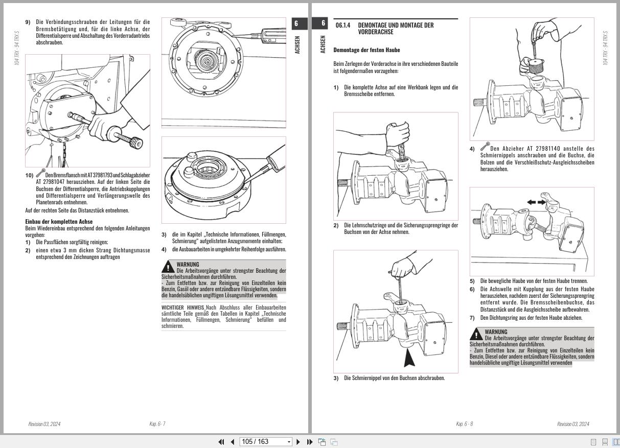 Antonio Carraro Tractor ERGIT 100 TRX9900 TRX8900 Axles Workshop Manual 47309282 DE (3)