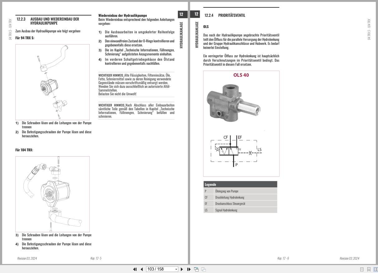 Antonio Carraro Tractor ERGIT 100 TRX9900 TRX8900 Hydraulic Workshop Manual 47311262 DE (3)