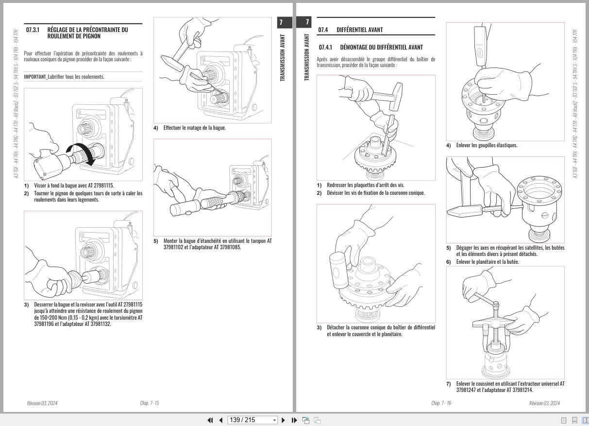 Antonio Carraro Tractor ERGIT 100 TTR7800 Engine Transmission Workshop Manual 47308021 01 FR (2)