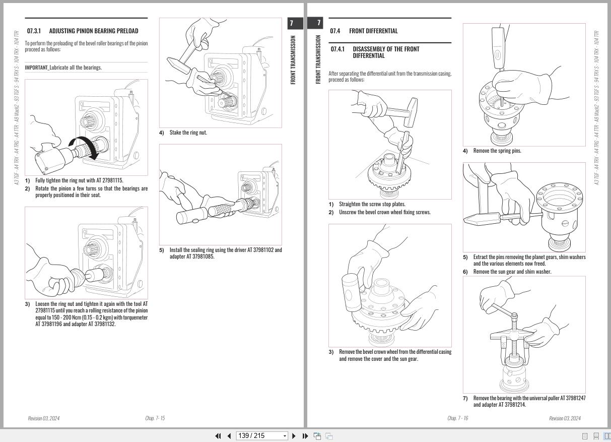 Antonio Carraro Tractor ERGIT 100 TTR7800 Engine Transmission Workshop Manual 47308023 01 EN (2)