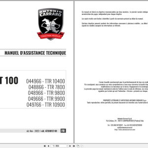 Antonio Carraro Tractor ERGIT 100 TTR7800 to TTR10900 Technical Support Manual 47310117 01 FR (1)