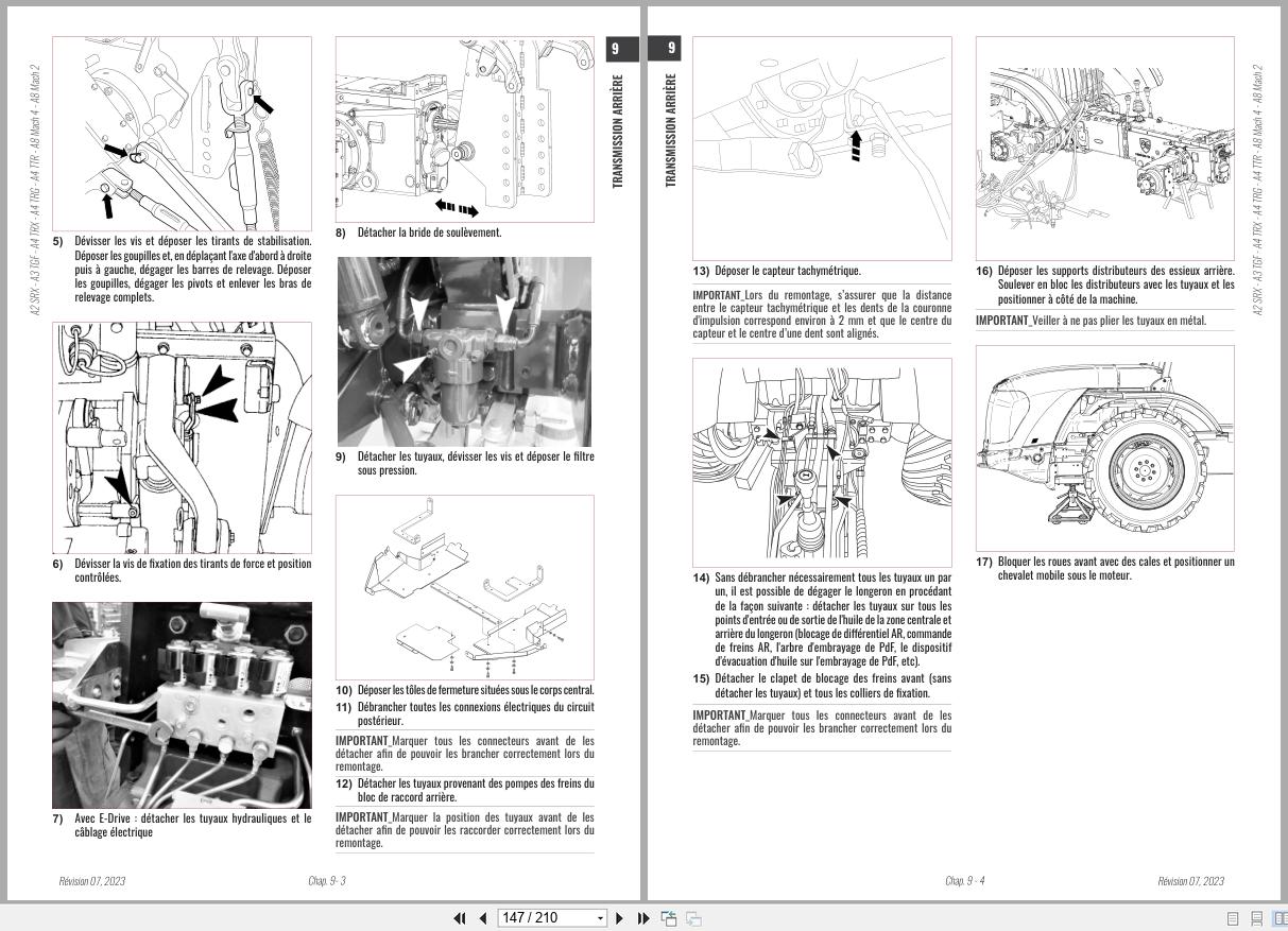 Antonio Carraro Tractor ERGIT R 10900R 8900R Engine Transmission Workshop Manual 47308151 FR (2)