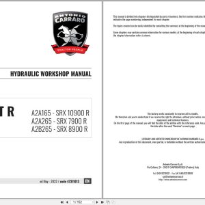 Antonio Carraro Tractor Ergit R SRX7900R to SRX10900R Hydraulic Workshop Manual 47311013 EN (1)