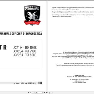 Antonio Carraro Tractor Ergit R TGF7900 to TGF10900 Diagnostic Workshop Manual 47307180 01 IT (1)