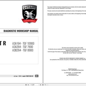 Antonio Carraro Tractor Ergit R TGF7900 to TGF10900 Diagnostic Workshop Manual 47307183 01 EN (1)