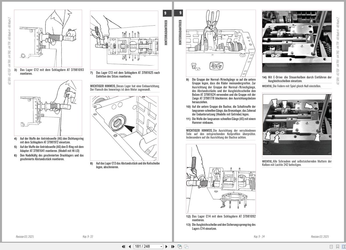 Antonio Carraro Tractor Ergit R TGF7900 to TGF10900 Engine Transmission Workshop Manual 47308342 DE (3)
