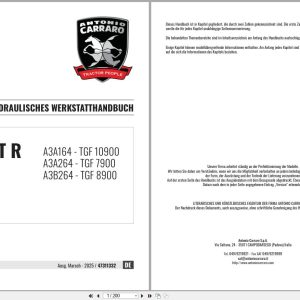 Antonio Carraro Tractor Ergit R TGF7900 to TGF10900 Hydraulic Workshop Manual 47311332 DE (1)