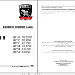 Antonio Carraro Tractor Ergit R TRX7900 to TRG10900 Diagnostic Workshop Manual 47307173 01 EN (1)