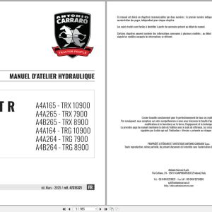 Antonio Carraro Tractor Ergit R TRX7900 to TRG10900 Hydraulic Workshop Manual 47311321 FR (1)