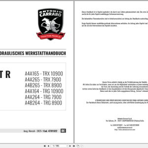 Antonio Carraro Tractor Ergit R TRX7900 to TRG10900 Hydraulic Workshop Manual 47311322 DE (1)