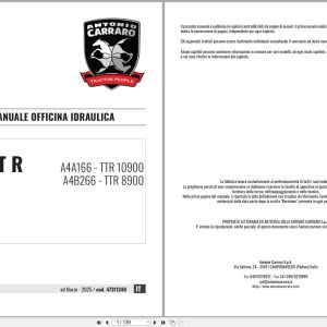Antonio Carraro Tractor Ergit R TTR10900 TTR8900 Hydraulic Workshop Manual 47311340 IT (1)
