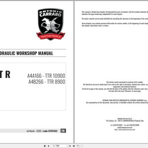 Antonio Carraro Tractor Ergit R TTR10900 TTR8900 Hydraulic Workshop Manual 47311343 EN (1)