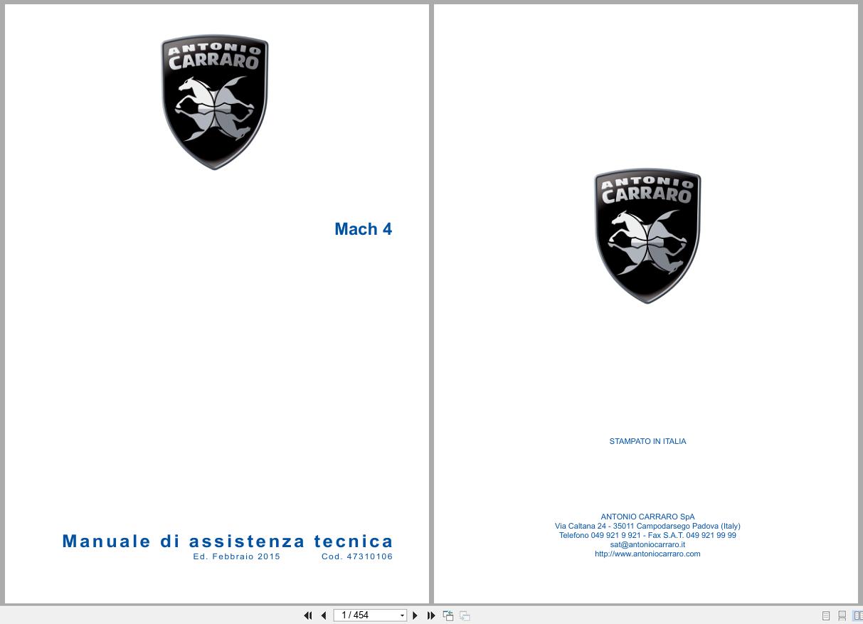 Antonio Carraro Tractor Mach 4 Technical Support Manual 47310106 IT (1)