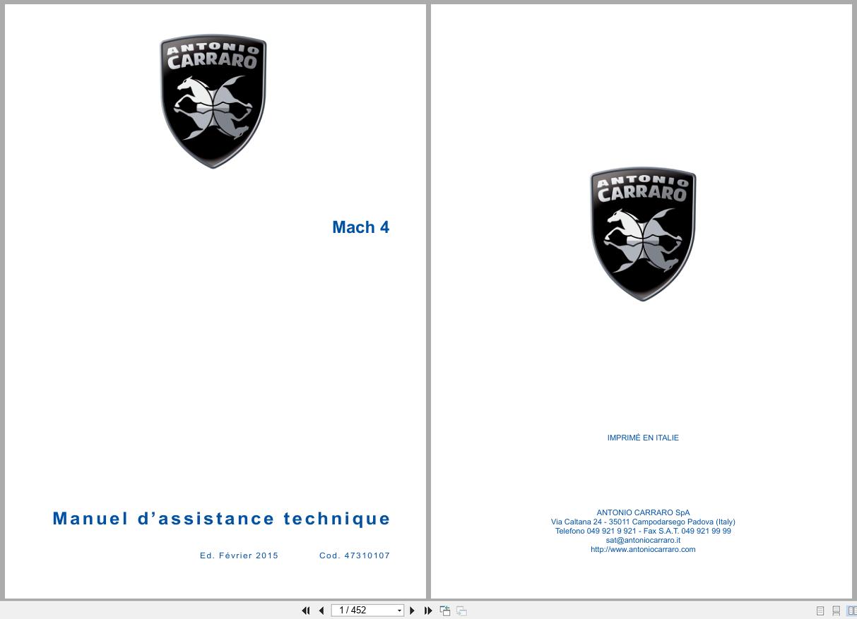 Antonio Carraro Tractor Mach 4 Technical Support Manual 47310107 FR (1)