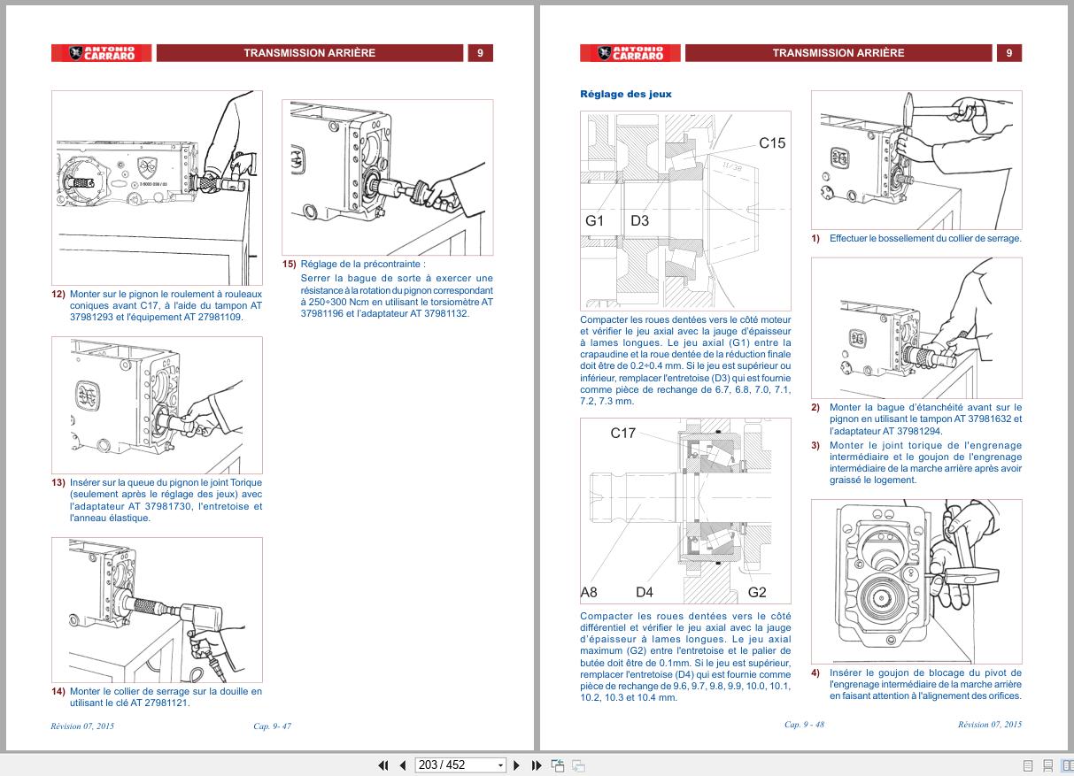 Antonio Carraro Tractor Mach 4 Technical Support Manual 47310107 FR (2)