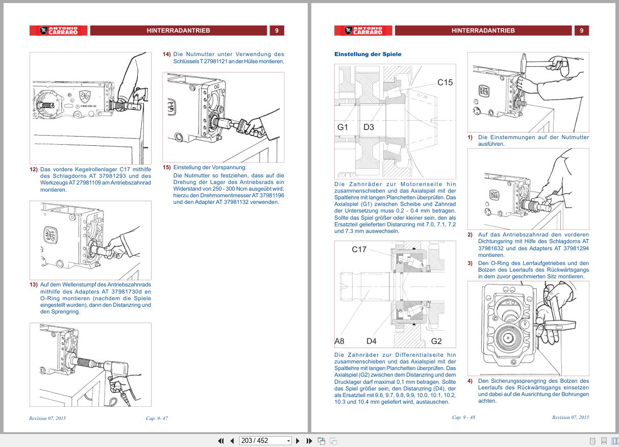 Antonio Carraro Tractor Mach 4 Technical Support Manual 47310108 DE (2)