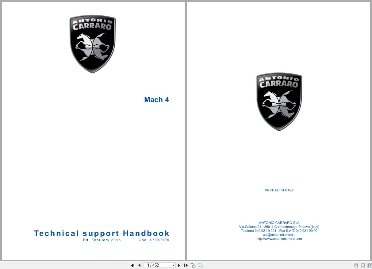 Antonio Carraro Tractor Mach 4 Technical Support Manual 47310109 EN (1)
