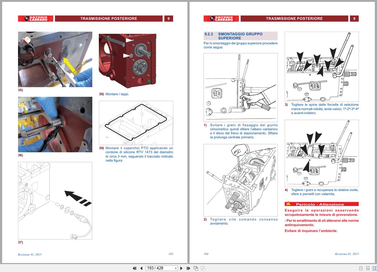 Antonio Carraro Tractor Series 100 SRX SRX7800 to SRX10400 Technical Support Manual 47310097 IT (2)