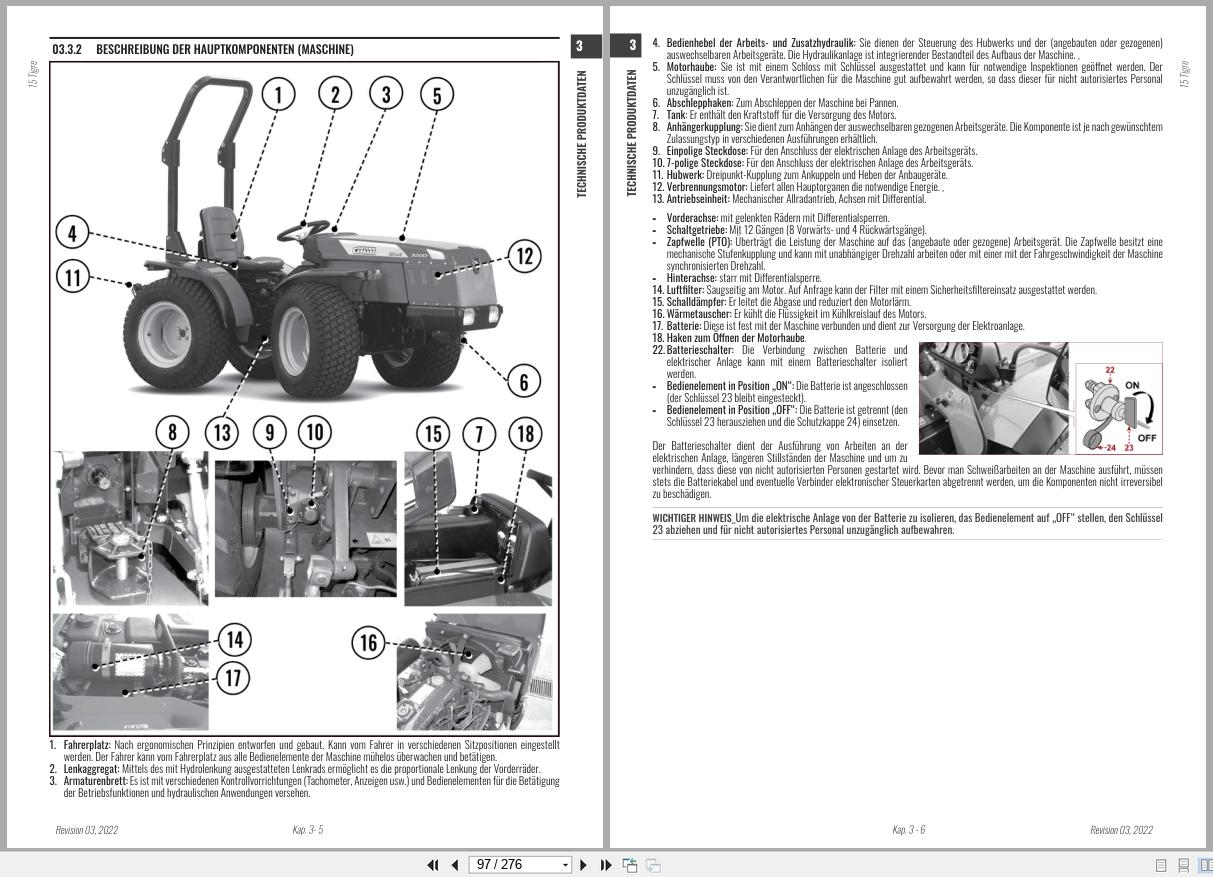 Antonio Carraro Tractor Series 15 Tigre 3100 3200 Technical Support Manual 47310342 DE (2)