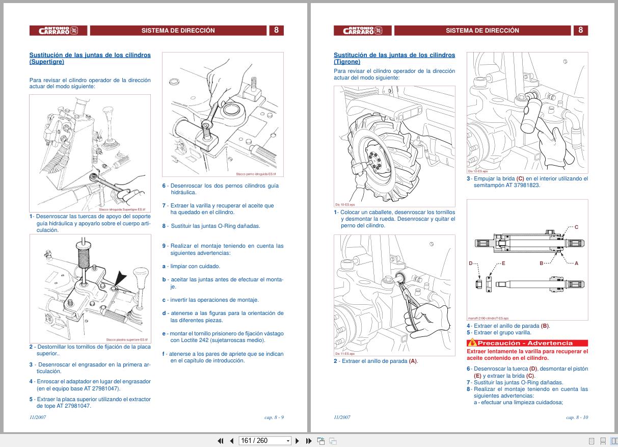 Antonio Carraro Tractor Series 21 Supertigre 4500 Tigrone 4500 5500 Technical Support Manual 47310074 ES (3)