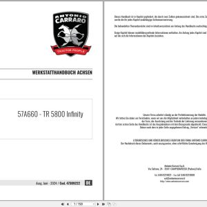 Antonio Carraro Tractor Series 57 TR5800 Infinity Axles Workshop Manual 47309222 DE (1)