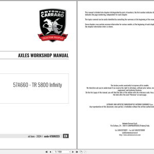 Antonio Carraro Tractor Series 57 TR5800 Infinity Axles Workshop Manual 47309223 EN (1)