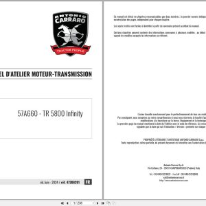 Antonio Carraro Tractor Series 57 TR5800 Infinity Engine Transmission Workshop Manual 47308201 FR (1)