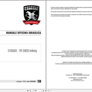 Antonio Carraro Tractor Series 57 TR5800 Infinity Hydraulic Workshop Manual 47311200 IT (1)