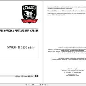 Antonio Carraro Tractor Series 57 TR5800 Infinity Platform Cab Workshop Manual 47313140 IT (1)