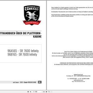 Antonio Carraro Tractor Series 96 SR7600 Infinity Platform Cab Service Manual 47313112 02 DE (1)