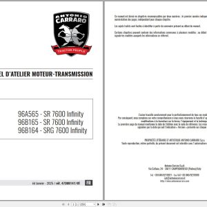 Antonio Carraro Tractor Series 96 SR7600 SRG7600 Engine Transmission Service Manual 47308141 FR (1)