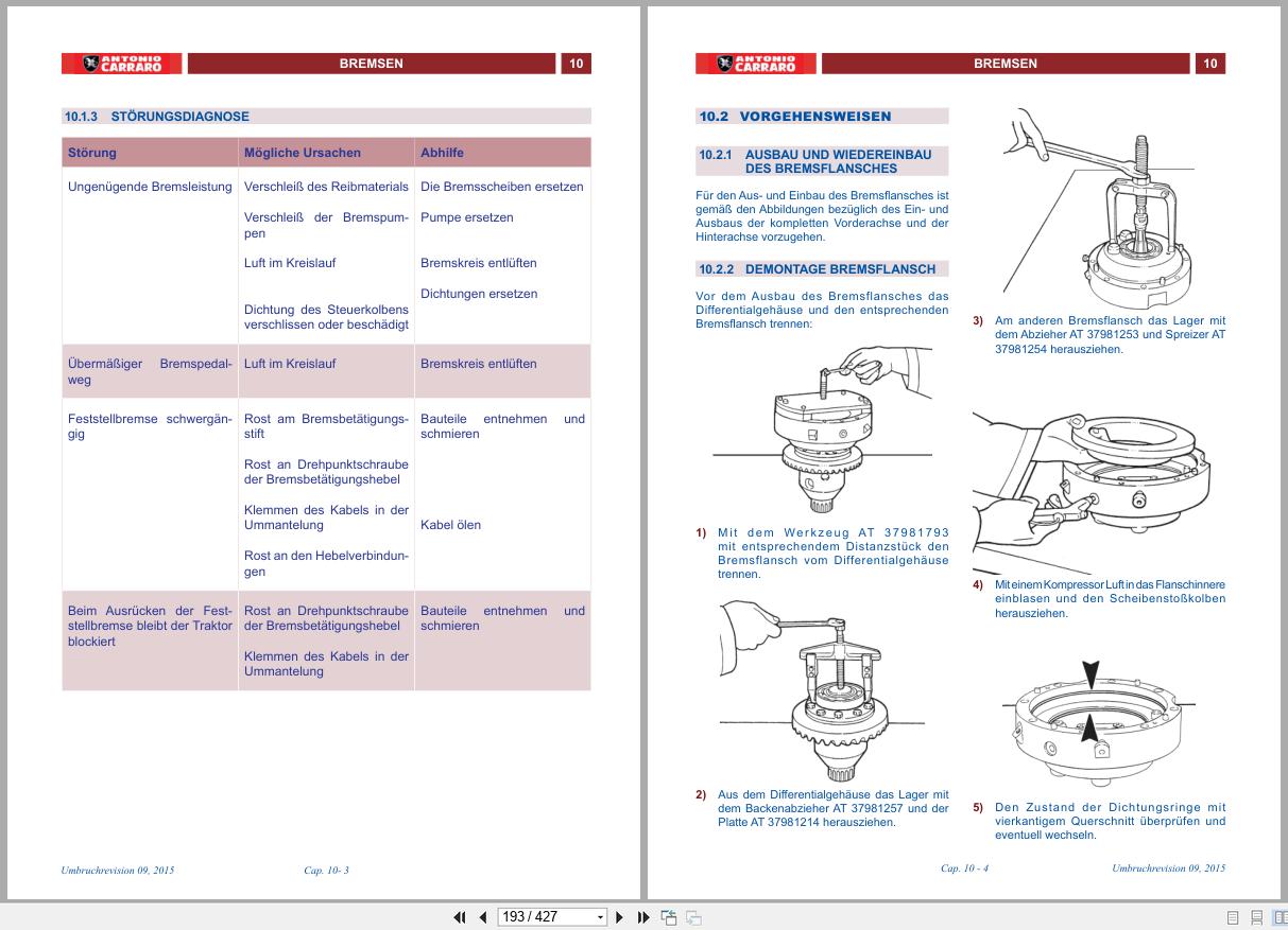 Antonio Carraro Tractor Series 96 SRH Infinity Technical Support Handbook 47310104 DE (2)