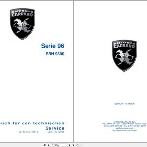 Antonio Carraro Tractor Series 96 SRH9800 Technical Support Manual 47310086 DE (1)